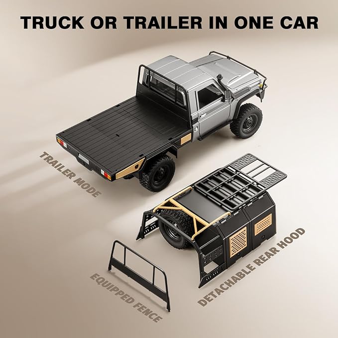 1/12 Scale RC Crawler MN-82S LC79 RTR RC Truck 4x4 Off Road Vehicles 2.4GHz RC Rock Crawler Car with LED Lights 7.4V 1200mAh Battery for Adults Hobby Toys (Silver)
