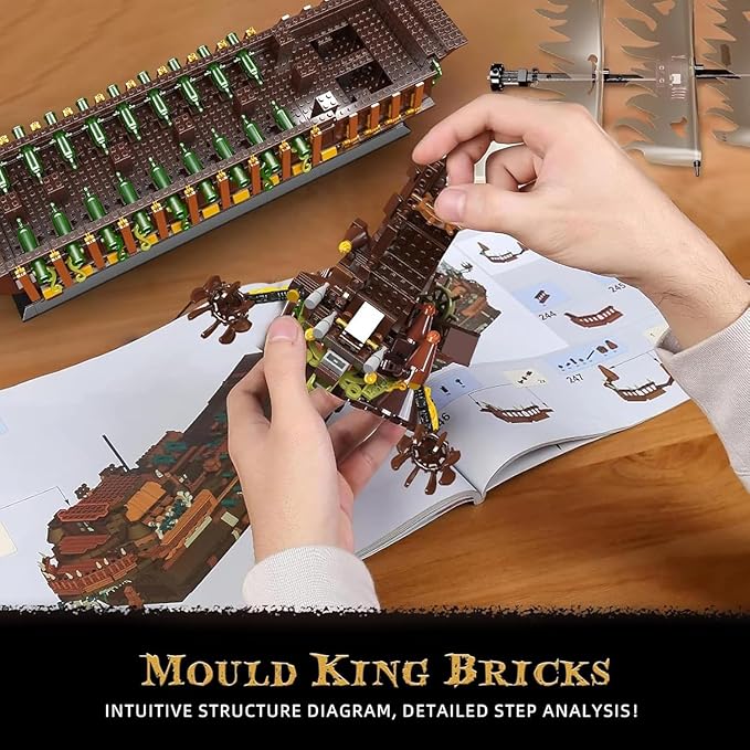 Mould King Large Pirates Ship Model Building Blocks Kits MOC Dutchman Building Block Pirate Ship Construction Set to Build Toys Gift for Age 14+/Adult Collections Enthusiasts (4364+Pieces)