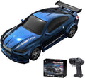 Desktop Mini Size 1:64 Scale 4WD RC Drift Car with Skill-Building Drift Control &amp LED Lights – Learn Drift Techniques Fast Charge Adjustable Throttle 2.4GHz Remote – Blue