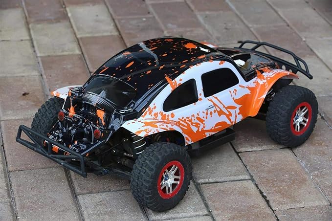 SummitLink Compatible Custom Body Muddy Orange Over White/Black Replacement for 1/10 Scale RC Car or Truck (Truck not Included) SSB-WBR-02