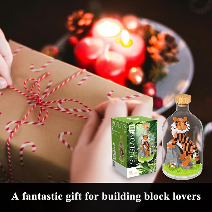 Creative Tiger Toy Building SetAdult Mini Animal Friend SetParty Favors Gift for FriendAnimal Lover Office Home Decor Tiger Building Block KitNew Year Easter Birthday Gift for Family