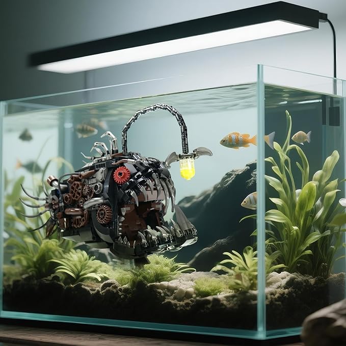 Ideas Mechanical Lantern Fish Building Blocks Set Compatible with Lego Collectible for Ocean Lovers Perfect as an Office or Home décor for Adults. STEM Construction Gift for Boys Aged 8-16 1038PCS