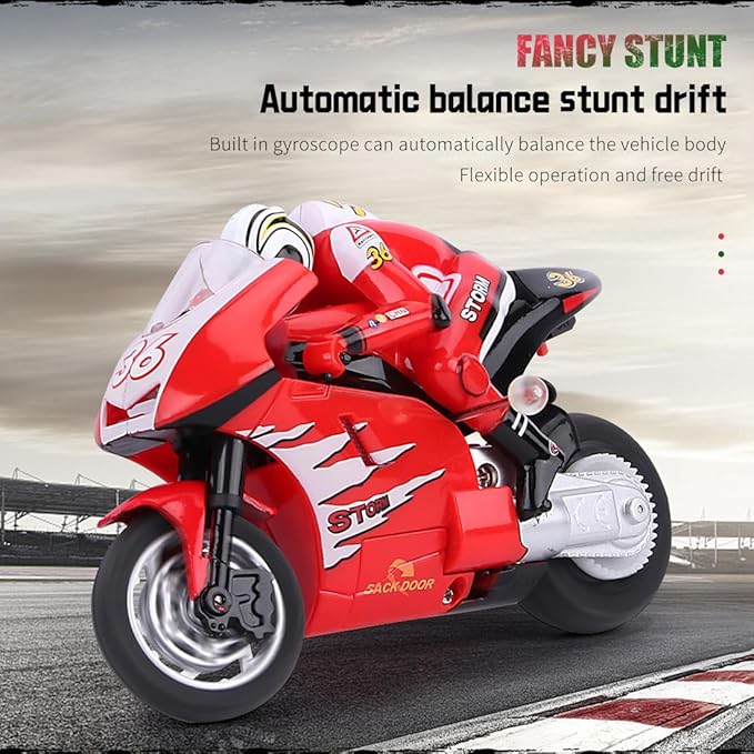 Mini RC Motorcycle for Adult 2.4G Full Proportional Remote Control Simulation Electric Drift Motorcycle High Speed RC Stunt Drift Bike Racing Vehicle Model Gift 8012 Green