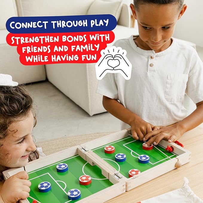 Nene Toys Sling Goal Wooden Sling Puck Game for Kids &amp Adults – Fast-Paced Family Board Game for Kids 4+ Years – Portable Travel Yard Game – Indoor Outdoor Fun – Gift for Boys &amp Girls