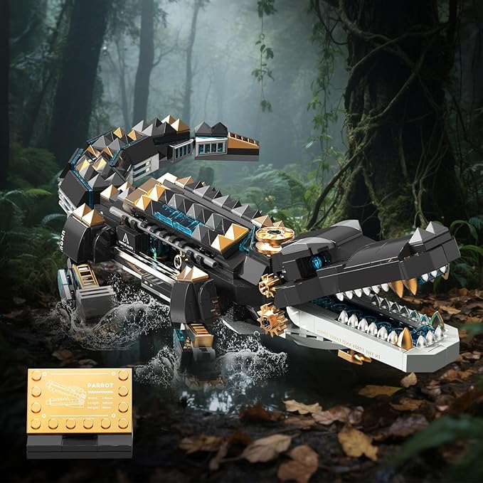 Crocodile Building SetsSTEM Dinosaur World Park Building ToySea Creatures Creativity Model Building KitMechanical Animal Brick SetBirthday Christmas Valentines Gifts for Kids Boys Girls 8+