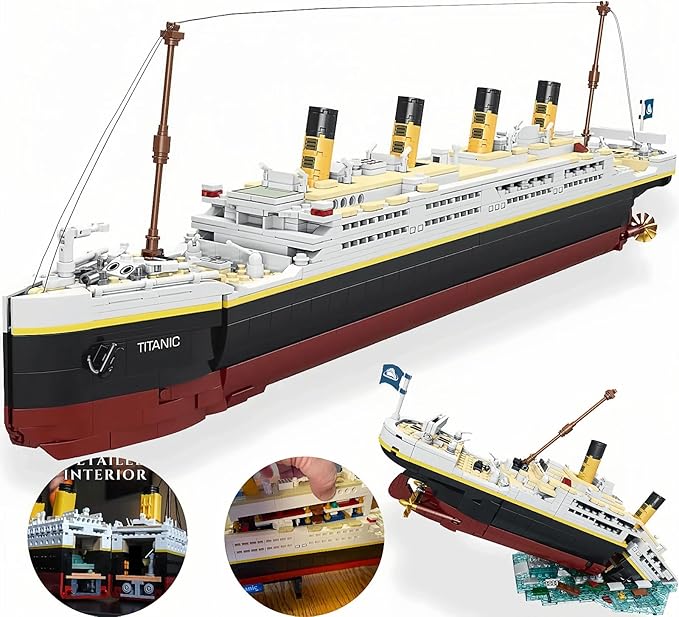 Titanic Model Kit -2022 Pieces Large Titanic Ship Building Blocks Set STEM Educational 3D Puzzle Toys Gifts for Kids and Adults Ideal Collectible Display Architecture for Home&amp Office Decor