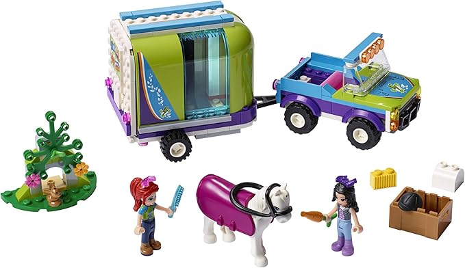 LEGO Friends Mia's Horse Trailer 41371 Building Kit with Mia and Emma Mini Dolls Includes Toy Truck Horse and Rabbit for Creative Play (216 Pieces)