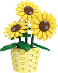 Xbert Sunflower Building Set Botanicals Potted Plant Artificial Flowers Fake Indoor Flowers for Home Office Bedroom Desk Decor - Gifts for for Women Adults
