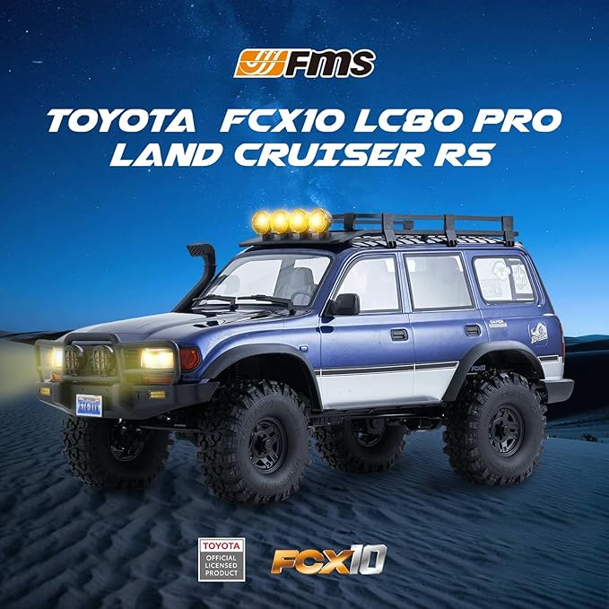 BEEZRC FMS 1/10 RC Crawler FCX10 Land Cruiser LC80 PRO RS Toyota LicensedUpgraded Motor 3541-KV2100 New Gearbox 4WD Off-Road RC Rock Truck 2.4GHz Hobby Grade Remote Control Car for Adults RS