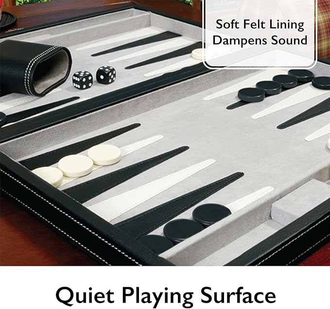Mainstreet Classics by GLD Products 15-Inch Backgammon Board Game Set Black/White55-0619