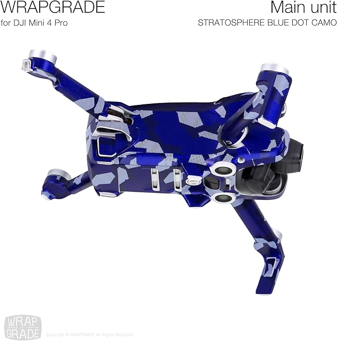 WRAPGRADE Skin Stickers Compatible with DJI Mini 4 Pro | Full Wrap (Stratospher Blue Dot Camo)