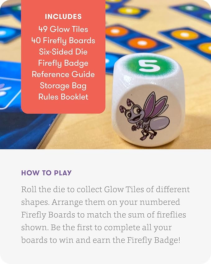 SimplyFun Glow Spotters - A Visual and Adventurous Math Game for Kids Earn Your Firefly Badge with Addition - 1 to 4 Players for Kids Ages 5 &amp Up