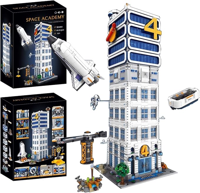 Skyscrapers Modular Building Blocks71cm Tall Four Heroes Tower Building Architecture Set -Space Academy Collectible Display Toy with Adults Sci-Fi MOC Construction Gift(6135pcs)
