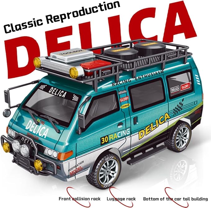 1:24 Scale RC Delica Van with Gearbox &amp Headlights 2.4Ghz Full Proportional 4WD RC Model Vehicle Remote Control Car for Adults &amp Hobbyists