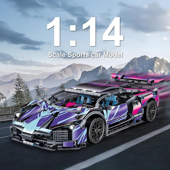 1329 Piece Sports Car Building Blocks Toys Boys or Adults Kits 1:14 Race Car Model Building Set Adult Collectible Model Cars Set to Build STEM Super Cars Sets for Boys Girls Age 6-12 8-14