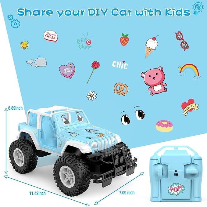 NQD Remote Control Car for Kids 1:16 Scale 80 Min Play with Stickers 2.4Ghz Off Road RC Trucks Toy Car Gift for Kids Blue