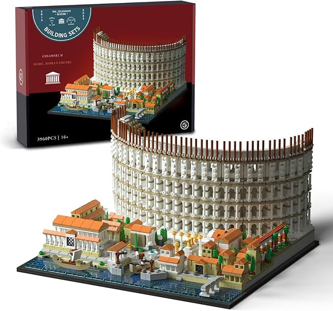 Givenni Architecture The Roman Colosseum Building Sets Collectible Model for Adults Home Décor Model Building Kit Creative DIY Activity Famous Landmarks Collection (3989Pieces)
