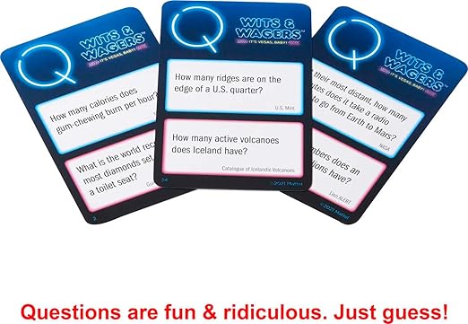 Mattel Games Wits &amp Wagers Board Game Vegas Edition Party Game with Dry Erase Boards Markers &amp Poker Chips for 5+ Players