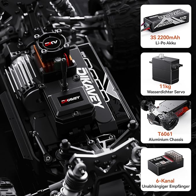 1/16 50MPH Brushless 4WD RC TruckUpgradeable All-Terrain Remote Control Cars with 3S BatteryWaterproof Fast Off-Road RC Truggy for AdultsSuitable as Gift for Snow/Sand Adventures-Gradient Red