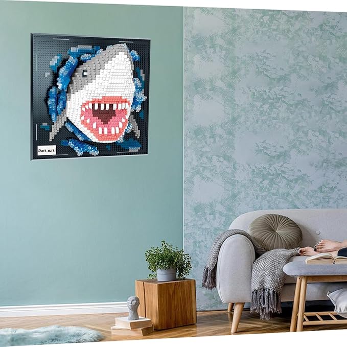 BDYDT Wall Art Shark Building Blocks Set for Adults Who Love Creative Hobbies (2166 Pieces) Toys Gifts for Kid and Adult