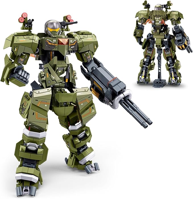 Mech Robot Transforming Building Blocks Set for Adults Green City Protector Mecha Model Action Figures Cool Creative Robots STEM Toys Gift for Teens Boys 598 Pieces