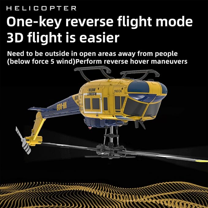 RC ERA C032 UH-1 Huey Helicopter - Remote Control Helicopters for Adult 1/48 Sacle 2.4G 6CH Gyro Stabilized Aircraft with Altitude Hold &amp Optical Flow3D Stunt Drone (Yellow)