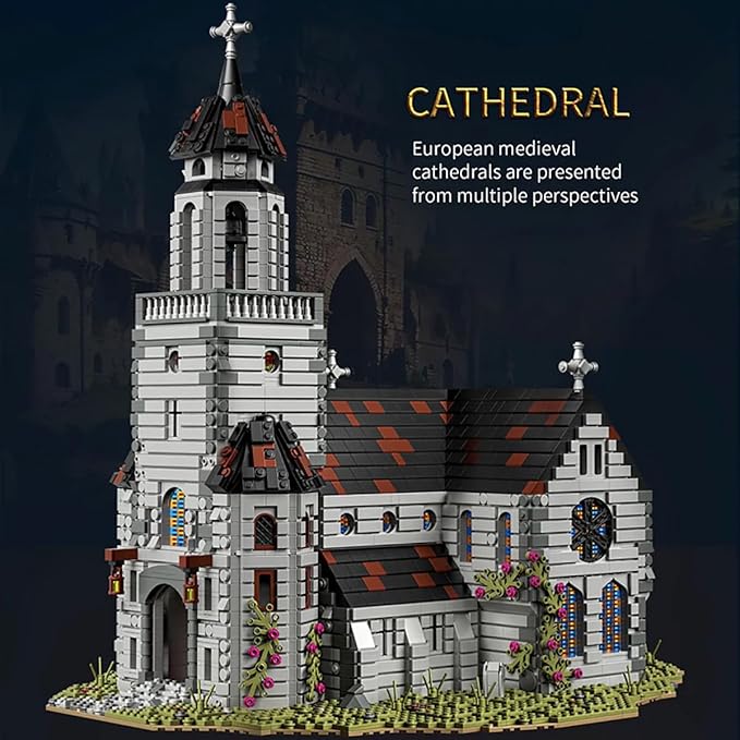 Medieval Cathedral Architecture Building Blocks Set MOC Castle Series Modular Church Model Collectible Display Creative Ornament for Adults and Teens (6172PCS)