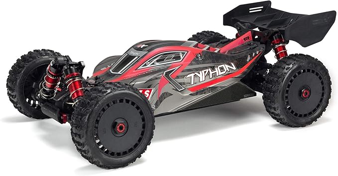 ARRMA RC Car 1/8 Typhon 6S V5 4WD BLX Buggy with Spektrum Firma RTR (Ready-to-Run) Black and Red ARA8606V5