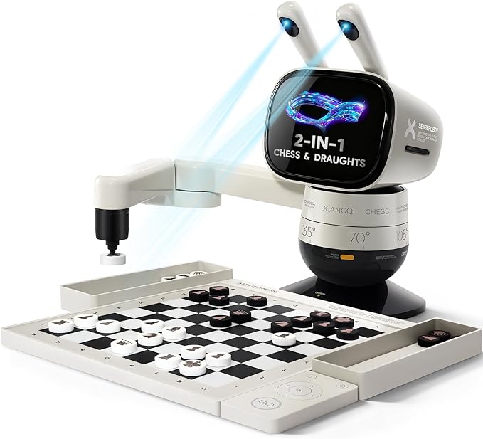 SenseRobot Lite AI Robotic Chess &amp 10x10 International Draughts Set with Robotic Arm Electronic Chess Board for Kids &amp Adults 25 Levels 1200+ Lessons Voice Guidance Wi-Fi OTA