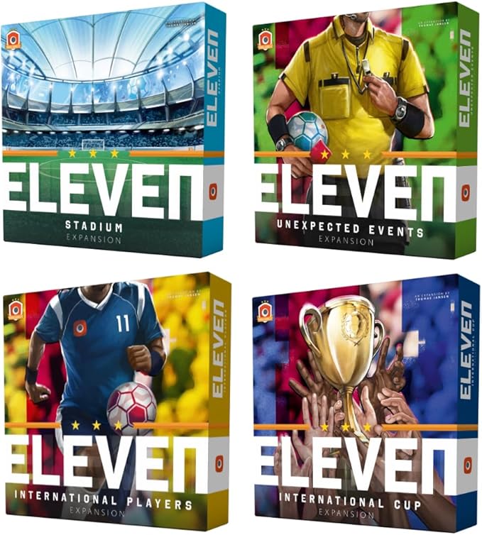 Eleven Football Manager Board Game Expansions Bundle: Unexpected Events Stadium International Cup and International Players Expansions (4 Items)