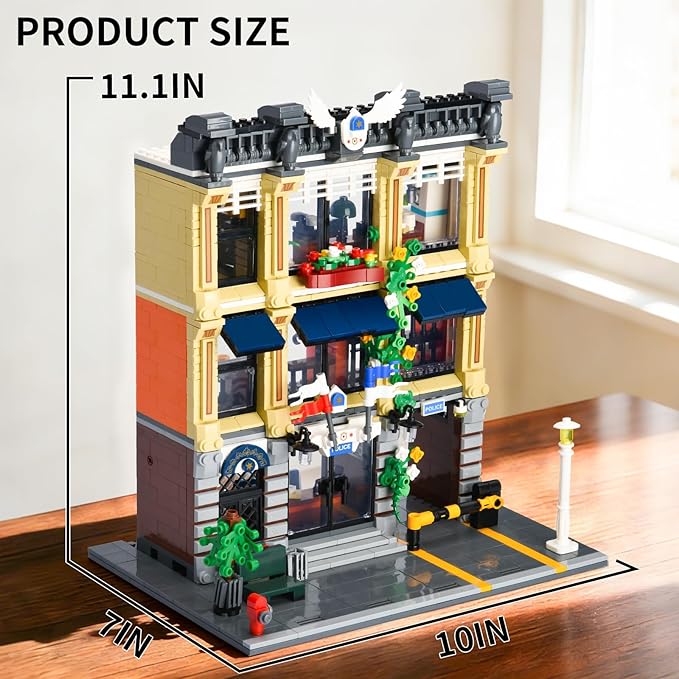 City Police Station Building Sets for Adult with Police CarThree Floor Police Station Toys with LightsGift Idea for Adults and Boys 14+ (1446 PCS)