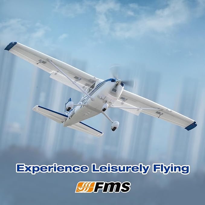 Fms Rc Planes for Beginners Remote Control Airplane for Adults Single-Engine Propeller Airplane 1500MM Cessna 182 Blue 6 Channel Hobby Rc Airplanes PNP (No Radio Battery Charger)