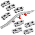 34 Pieces Train Bridge Tracks Classic Railway Track with 12 Curved Tracks 12 Straight and Bridge Tracks - Compatible with All Major Brands Toy Track Accessory for Kid Light Grey