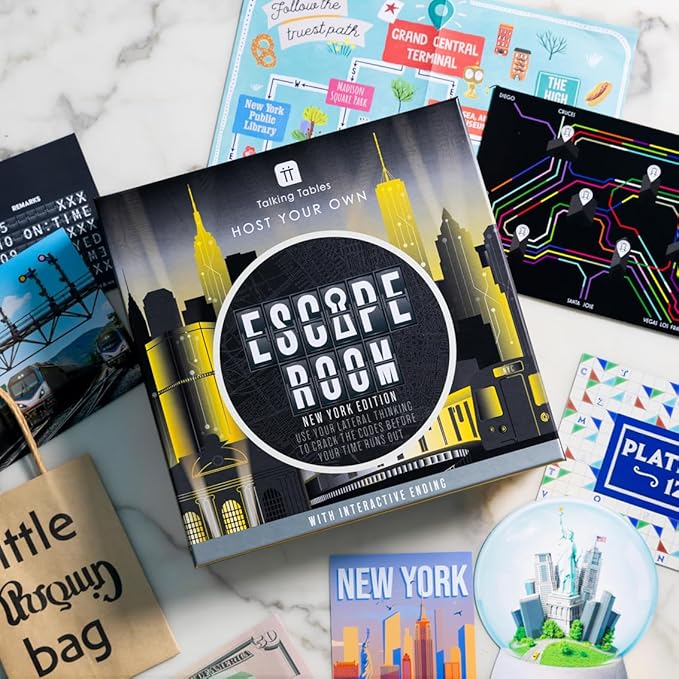 Talking Tables Host Your Own Escape Room Game New York Edition | Interactive Family Games Night | Solve Puzzles and Find Clues to Escape in time | 2-6 Players | Ages 16+ | Moderate Difficulty Level