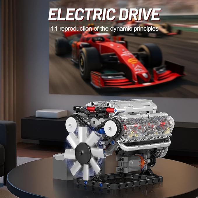 Mini V8 Engine Model Sets - 535 PCS DIY Building Toys Car Motor Kits That Runs - Gift Idea for Adults Boys Girls for Mechanic Engineering Construction