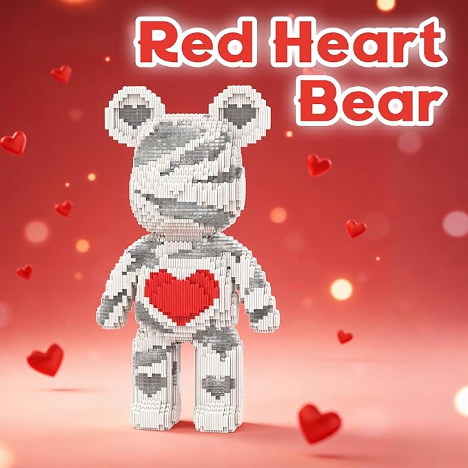 Red Heart Bear Building Blocks (5300 PCS) Creative Animal Brick Set for Kids &amp Adults Micro Building Blocks Teddy Blocks Children Toys for Christmas Halloween Anniversary