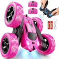 RC Cars Rose Remote Control Car for Girls 2.4 GHZ Double Sided RC Stunt Car 360° Rotating Remote Control Crawler with Headlights Car Toys for 6 7 8 9 10 11 12 Girls Birthday Gift