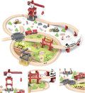 104 Pcs Wooden Train Set for Toddlers Magnetic Trains with Track for Kids Ages 3-6 Compatiable with Major Brands Construction Railway Playset Gifts for Boys and Girls Ages 3+