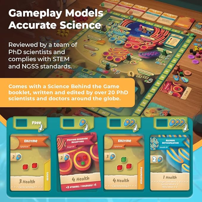 Cytosis: A Cell Biology Board Game | A Science Accurate Strategy Board Game About Building Proteins Carbohydrates Enzymes Organelles &amp Membranes | Fun Science Games for Adults &amp Family Gam