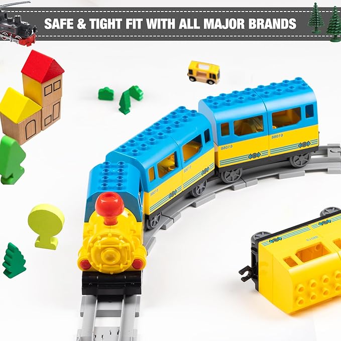 34 Pieces Train Bridge Tracks Classic Railway Track with 12 Curved Tracks 12 Straight and Bridge Tracks - Compatible with All Major Brands Toy Track Accessory for Kid Light Grey