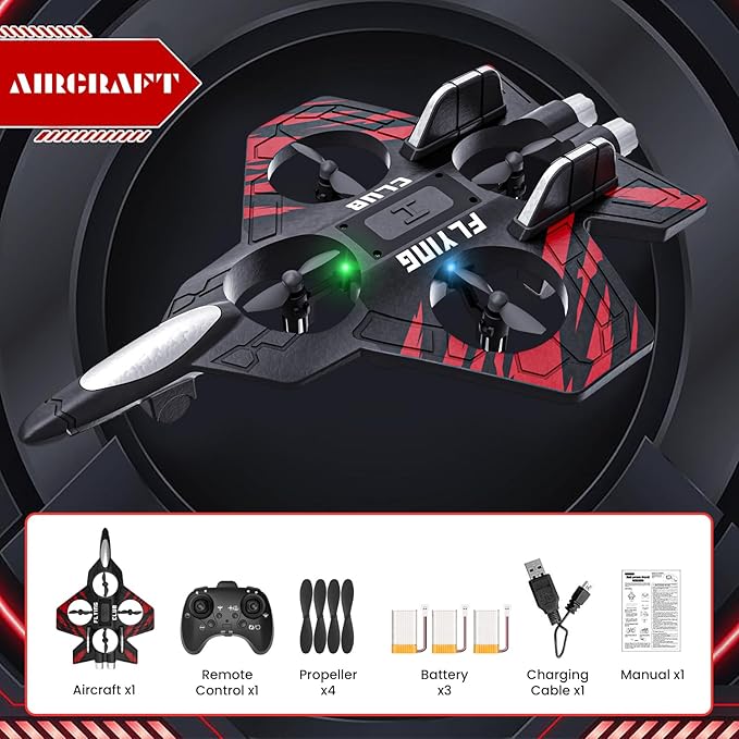 RC Plane - RC Airplane Fighter Foam Remote Control Airplanes RC Plane Fighter Jet with Auto Hover Headless Mode 3D Flip Colorful LED Lights &amp 3 Batteries