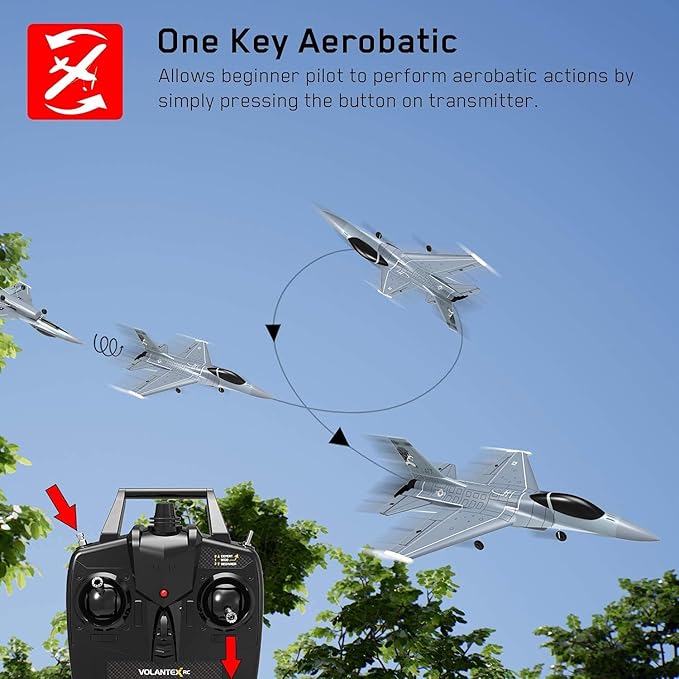 RC Plane 4 Channel RC Airplane 2.4Ghz RC Jet Ready to Fly F-16 Fighter Falcon Remote Control Airplane for Adults with X-Pilot Stabilizer System &amp One Key Aerobatic Best Gift for RC Hobbyist