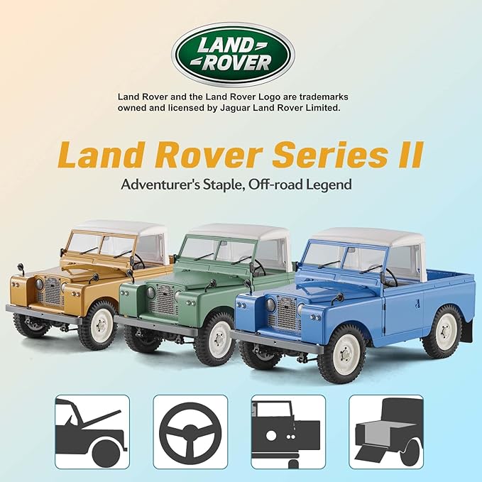 WOWRC FMS 1/12 Land Rover Series II RC CarRC Crawler Pickups &amp Vans &amp Convertibles 3 in 1 with 2 Speed Transmission4-Wheel DriveLED LightsRC Model for AdultsGreen