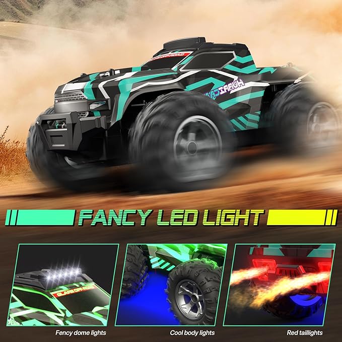 Remote Control Car for Boys 1:16 Scale All Terrain RC CarsHigh Speed 25Km/h Fast Car with Colorful Led Light and Spray RC TruckToy Car Gift for 6 7 8 9-14 Year Old Boys