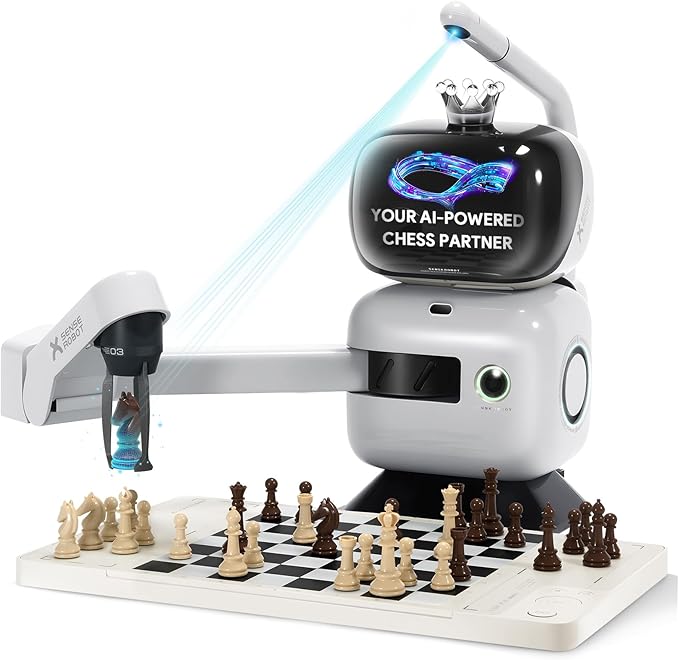 SenseRobot AI Chess Robot with Robotic Arm Electronic Chess Board for Kids &amp Adults 25 AI Levels 1200+ Exercises Voice Coaching Lichess Integration Wi-Fi OTA Updates