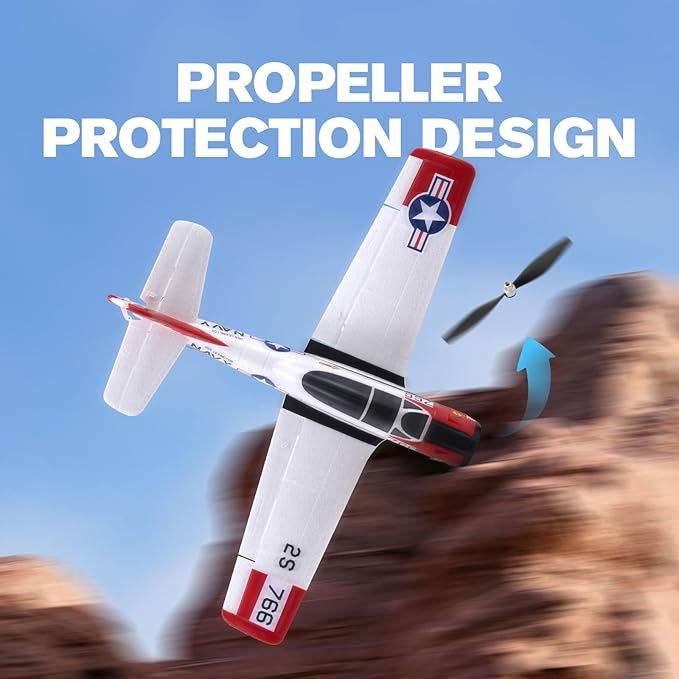 Fms 410mm T-28 RC Plane for Beginners – Easy to Fly with 3 Flight Modes and One-Key Return Durable EPP Foam and Prop Guard Ready to Fly RTF Remote Control Aircraft for Adults