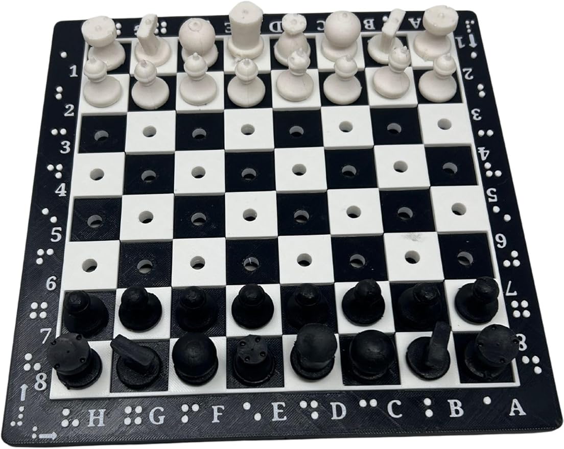 Stylish Durable Plastic Braille and Sighted Chess Set The Oldest and Most Popular Board Game for Teachers Family Teens and Gifts- by Blind in Mind The Braille Superstore