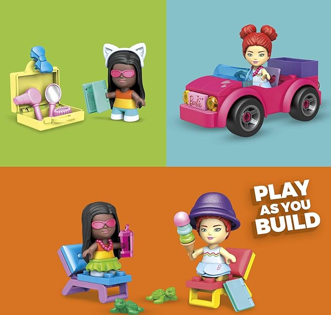 Mega Construx Barbie Convertible Beach Adventure Building Toys for Kids