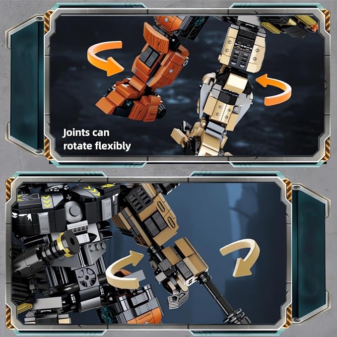 5 in 1 DIY Assembling Warrior Mech Model Building Blocks Set1881 Pieces Bricks Collectible Gun Military Weapon Toy Set Gift for Adults Teens 14+ or Firearm/Mech Fans