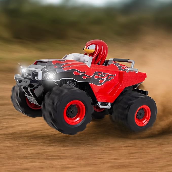 NKOK RC Sonic Racing CrossWorlds Monster Truck Knuckles Ready-to-Run 2.4GHz Remote Control Turbo Boost Wheelie &amp Donut Action All-Terrain Off-Road Ages 6+ Fun Gift for Kids Toy Award Winn
